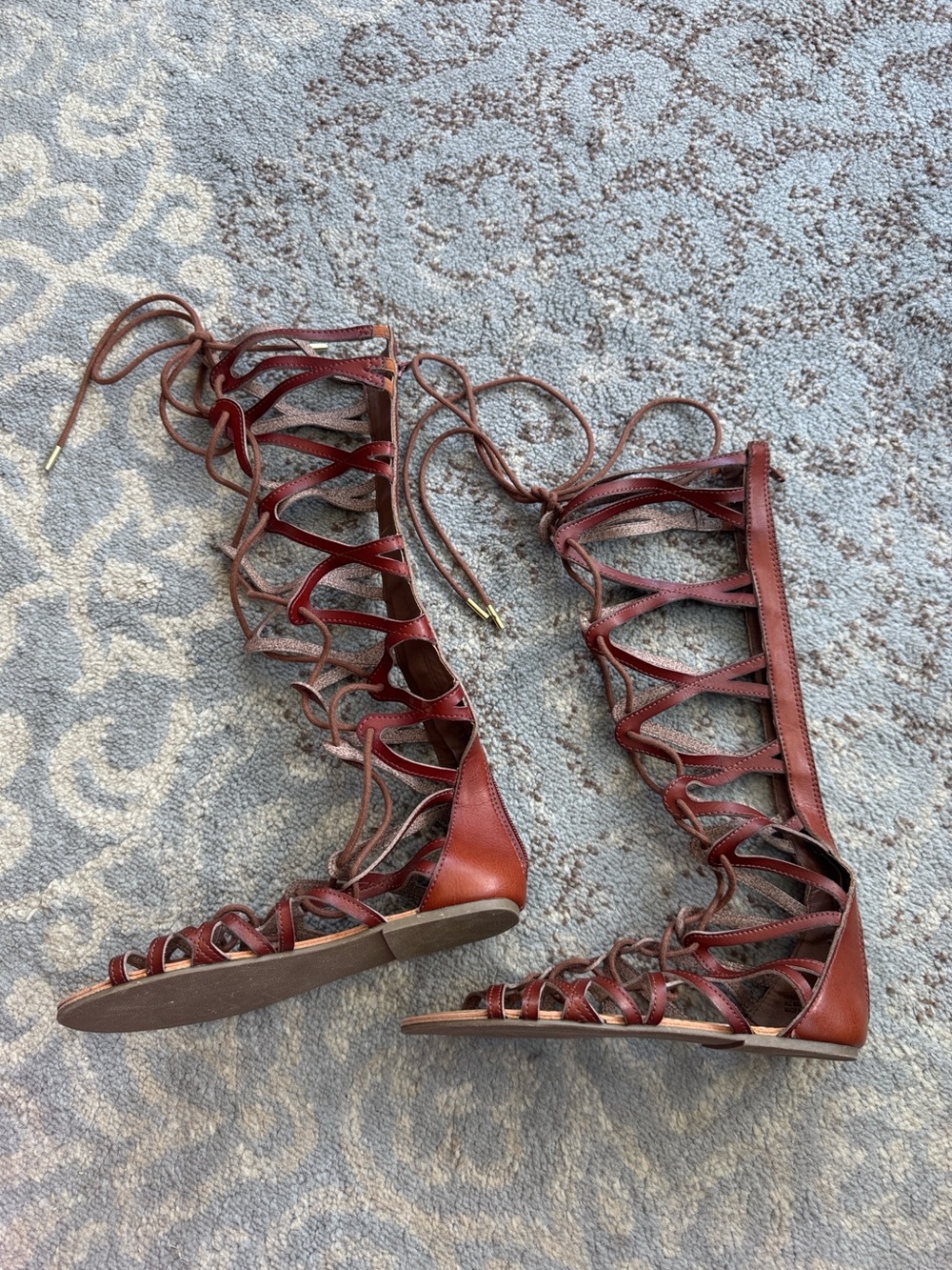 Madden Girl Kyro Gladiator Sandal Knee High Cognac 7.5